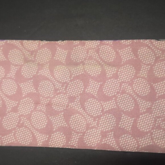 Coach Pink,Tan, Purple & Black Medallion Silk Skinny Scarf - Picture 4 of 4